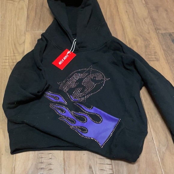 NELK Flame Sequin Cropped Hoodie Full Send NEW - Picture 2 of 2